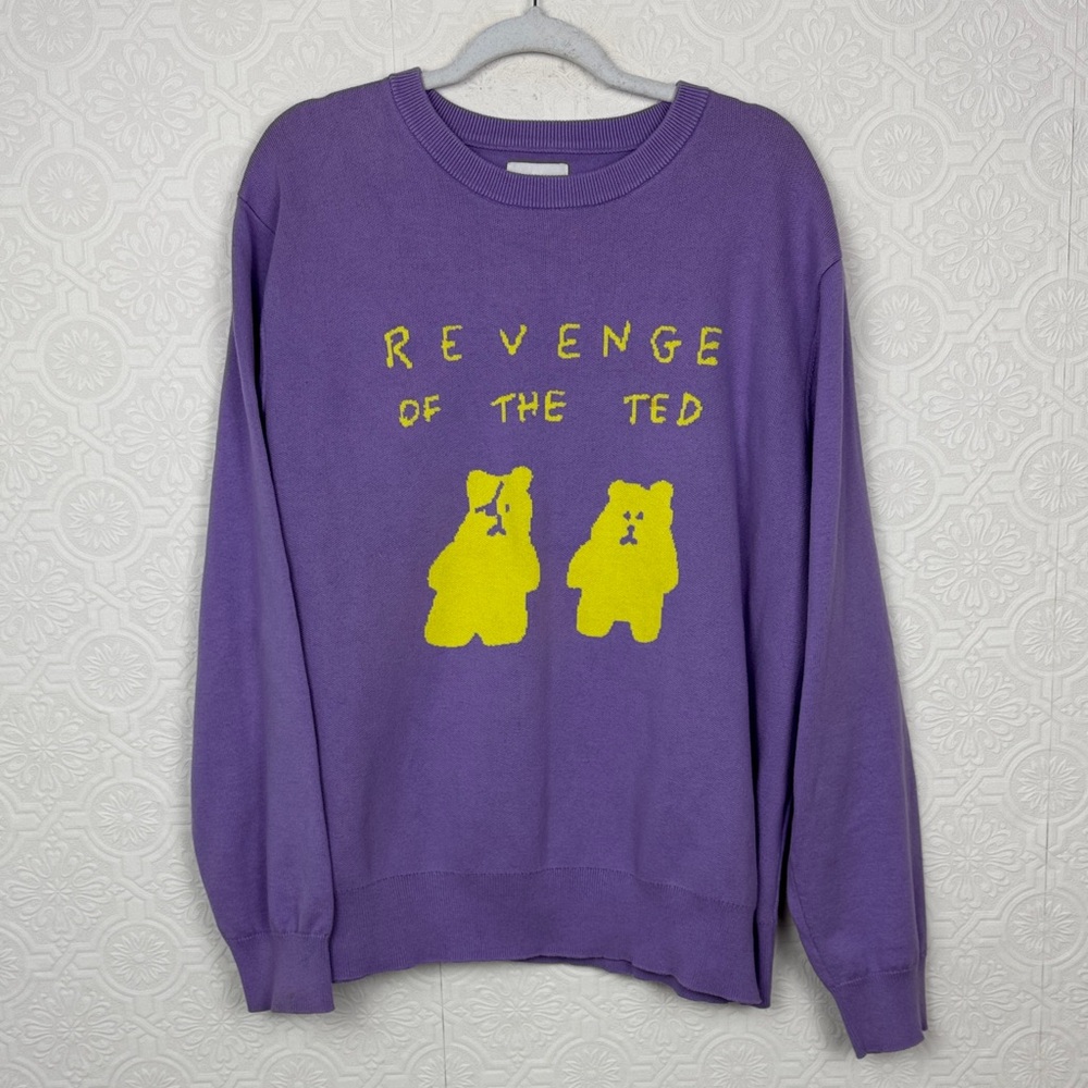 Teddy Fresh “Revenge of the‎ Ted” Purple Graphic Sweater 2XL 100% Cotton